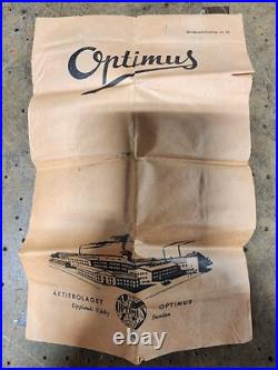 OPTIMUS MODEL 80 STOVE 1950s PRODUCTION, CASE, BOX, KEY, MANUAL, EMBOSSED LOGO