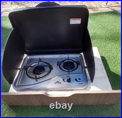 OUTDOOR KITCHEN STOVE FOR CAMPER KITCHEN 2 BURNER PROPANE WithCOUNTER TOP & DRAWER
