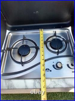OUTDOOR KITCHEN STOVE FOR CAMPER KITCHEN 2 BURNER With STORAGE DRAWER USES PROPANE