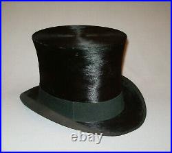 Old Antique Vtg 19th C 1880s Mans Silk Stove Pipe Top Hat Dunlop Great Condition