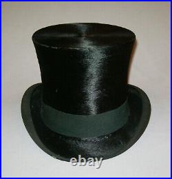 Old Antique Vtg 19th C 1880s Mans Silk Stove Pipe Top Hat Dunlop Great Condition