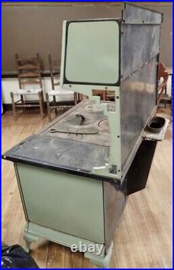 Old Country Farmhouse Beige & Green Enameled Wood Cook Stove Range Qualified