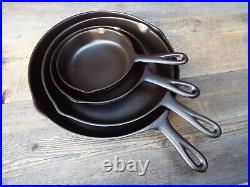 Older Birmingham Stove & Range/BSR Cast Iron Skillet Set #3/ 5/ 8/ 10, Restored