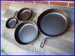 Older Birmingham Stove & Range/BSR Cast Iron Skillet Set #3/ 5/ 8/ 10, Restored