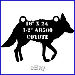 One AR500 Coyote Target 16 x 24 x 1/2 Painted Black Shooting Practice Range