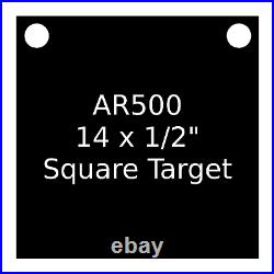 One AR500 Steel Target Square 1/2 x 14 Painted Black Shooting Practice Range