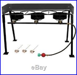 Outdoor Camp Stove 3-Burner Portable Propan Cooking Backyard with Detachable Legs