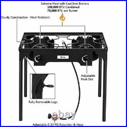 Outdoor Camp Stove Gas Cooker Portable Double Cooking Burner Patio Home Party