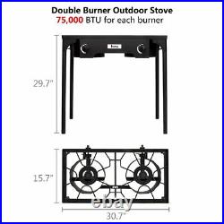 Outdoor Camp Stove Gas Cooker Portable Double Cooking Burner Patio Home Party