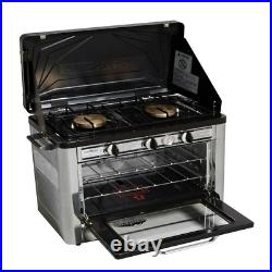 Outdoor Portable Dual Burner Camping Home Patio Oven Stove 24.50x21.00x16.30Inch