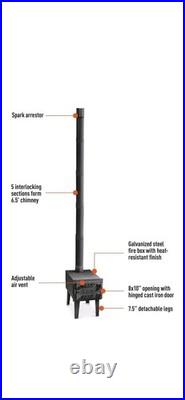 Outdoor Wood Stove Cast Iron Portable Camping Vented Tent Cooking Pipes Included