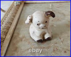 Owosso Mich RENOWN Stoves Cast Iron puppy dog Paperweight RARE White Brown EAR