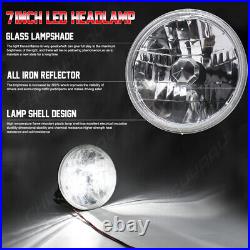 Pair 7 LED Headlights Kit Hi-Lo Beam DOT for Land-Rover Range-Rover Defender
