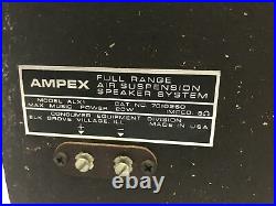 Pair of Vintage AMPEX Full Range Air Suspension Speaker System ALX1- UNTESTED