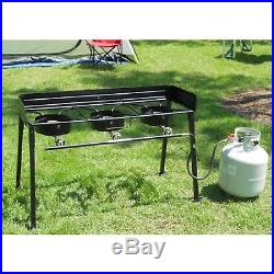 Portable 3 Burner Stove Outdoor Propane Gas Camping Cooking Bbq Patio Steel New