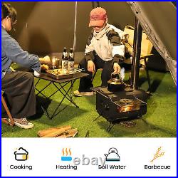 Portable Wood Burning Stove Outdoor Hiking Camping Tent Stove withChimney Pipe BBQ