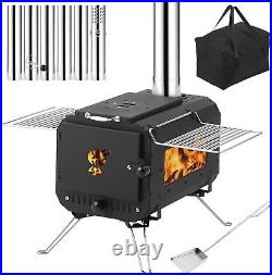 Portable Wood Burning Stove Outdoor Hiking Camping Tent Stove withChimney Pipe BBQ