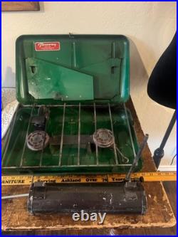 Preway Model P4821 green camp stove Vintage 2 Burner Camp Stove Suitcase Tested