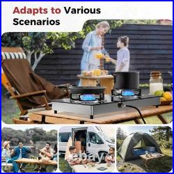 Propane Stove 2 Burner Tempered Glass Auto Ignition Double