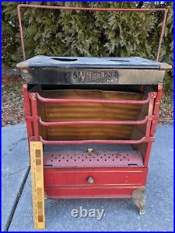 RARE Antique Wheeling Corco Metal 3 Burner Oil Lamp Light Room Heater Stove