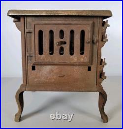Rare Antique BABY Cast Iron Cook Stove Range Salesman Sample Toy + Extras Pot