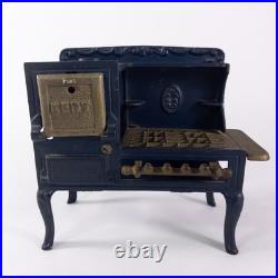 Rare Antique KENT Cast Iron Gas Salesman Sample Miniature Toy Cook Stove Blue VG
