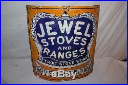Rare Vintage c1920 Jewel Stoves & Ranges Gas Oil 20 Curved Porcelain Metal Sign
