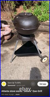 Restored Rare Collectors Antique Vintage Atlanta Stove Works Deluxe Cue Grill