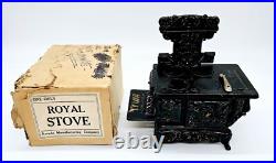 Royal Mini Stove Cast Iron Salesman Toy w 4 Burners Complete Original Box Arcade