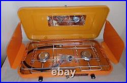 Sears 2 Burner Propane Camping Stove Vintage 1970s Yellow Orange 72767 New NOS