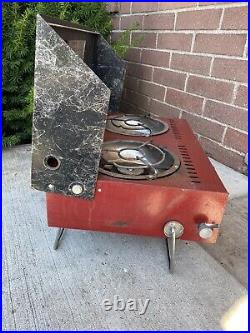 Sears Roebuck & Co. Vintage Ted Williams 2 Burner Gasoline Camp Stove Red