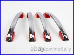 Set of 4 RED Vintage Stove Parts 1940s Wedgewood Stove Door NEW CHROMED Handles