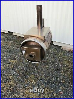 Stainless 10 Gallon Keg Wood Stove Barrel Burner Camping Shop Stove
