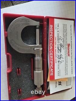 Starrett 1230XRL Stainless Steel Micrometer, Carbide Anvil-Spindle 0-1 Range