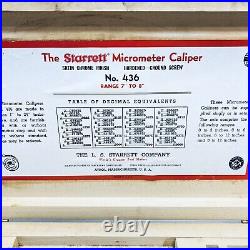 Starrett No. 436L-8 Outside Micrometer 7-8 Range. 001 Grads No. 436 withCase