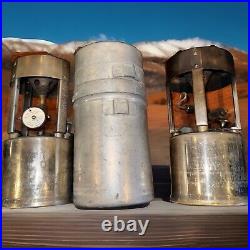 TWO COLEMAN MILITARY POCKET CAMPING STOVES #530 A47's ONE CASE ONE FUNNEL