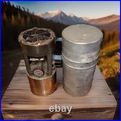 TWO COLEMAN MILITARY POCKET CAMPING STOVES #530 A47's ONE CASE ONE FUNNEL