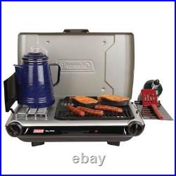 Tabletop Propane Gas Camping 2-in-1 Grill/Stove 2-Burner
