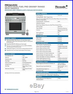 Thermador 36 SS Pro Grand Dual Fuel Range PRD364JDGU FREE Thermador Dishwasher