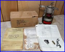 US Army M-1950 Gasoline Stove TM 10-708 Manuals + original box backpacking stove