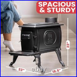 US Stove Company Cast Iron Wood with Cool Touch Safety Handle, Black