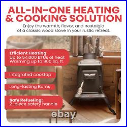 US Stove Company Rustic 900 Square Foot Clean Burning Cast Iron Log Wood Stove