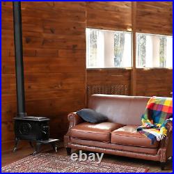 US Stove Company Rustic 900 Square Foot Clean Burning Cast Iron Log Wood Stove