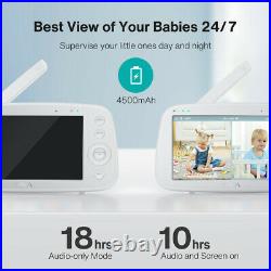 VAVA 720P 5 HD Baby Monitor with Camera for kids 4500 mAh Battery 2-Way Talk-US