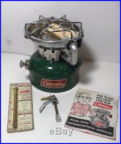 VINTAGE COLEMAN 502-700 SPORTSTER CAMP STOVE With 501-960 ALUM. Cook Kit New