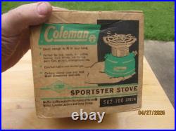VINTAGE COLEMAN MINTY & UNFIRED 502 SINGLE BURNER STOVE WithBOX & PPRWK, JULY 1967