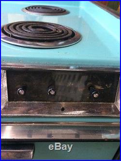 VTG GE 27 Drop In Electric Stove Range Oven 1960's Turquoise Mid Century Retro