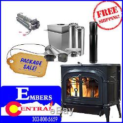 Vermont Castings Wood Burning Stove Encore Flexburn Biscuit USA Package Deal