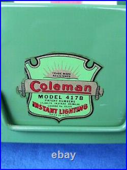 Vintage 1938 417B Coleman Camp Stove Cast Iron 2 Burner with Original Paperwork
