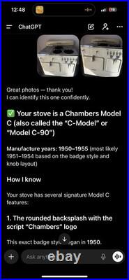 Vintage 1950's Chambers C-Model INCREDIBLE Gas Stove & Oven